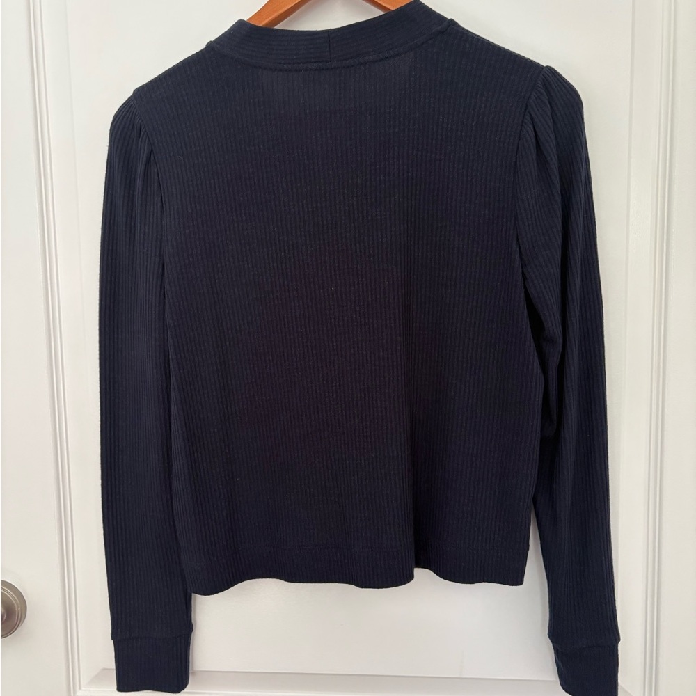 LOFT Navy Ribbed Cardigan - Picture 2 of 4